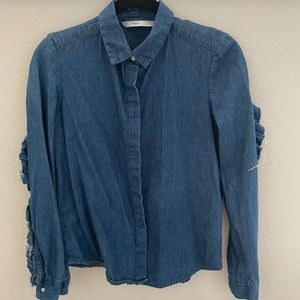 ZARA button down, ruffle back